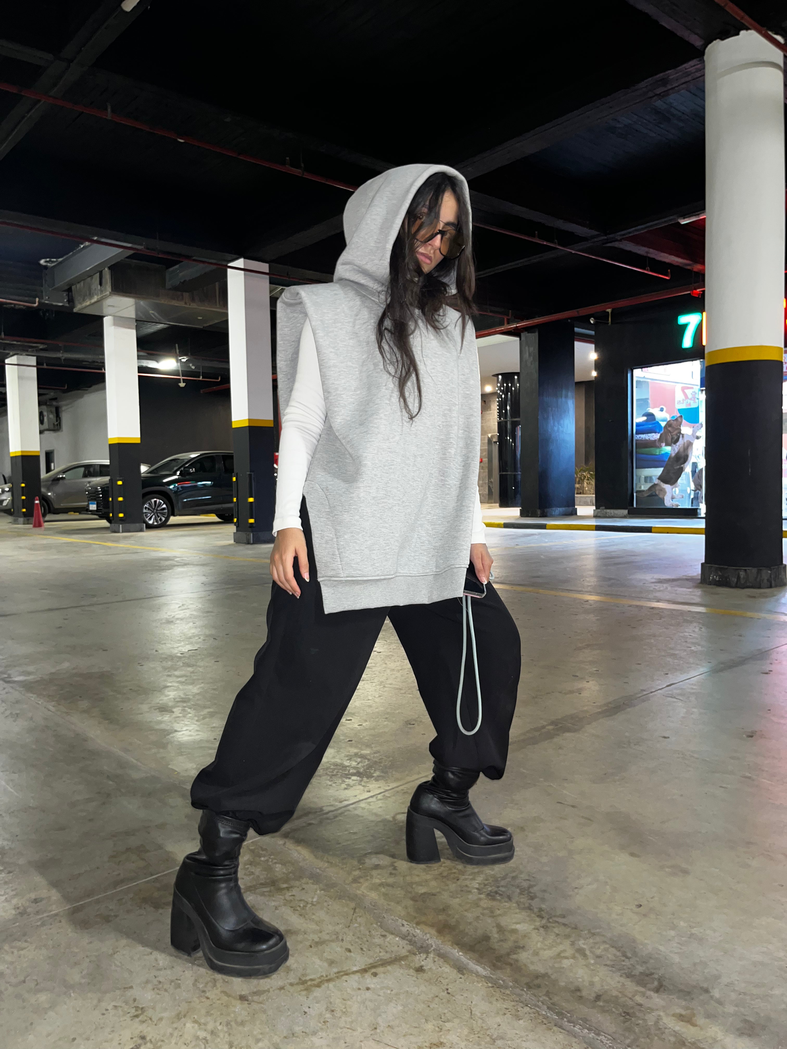 Sleeveless Edgy Sweatshirt