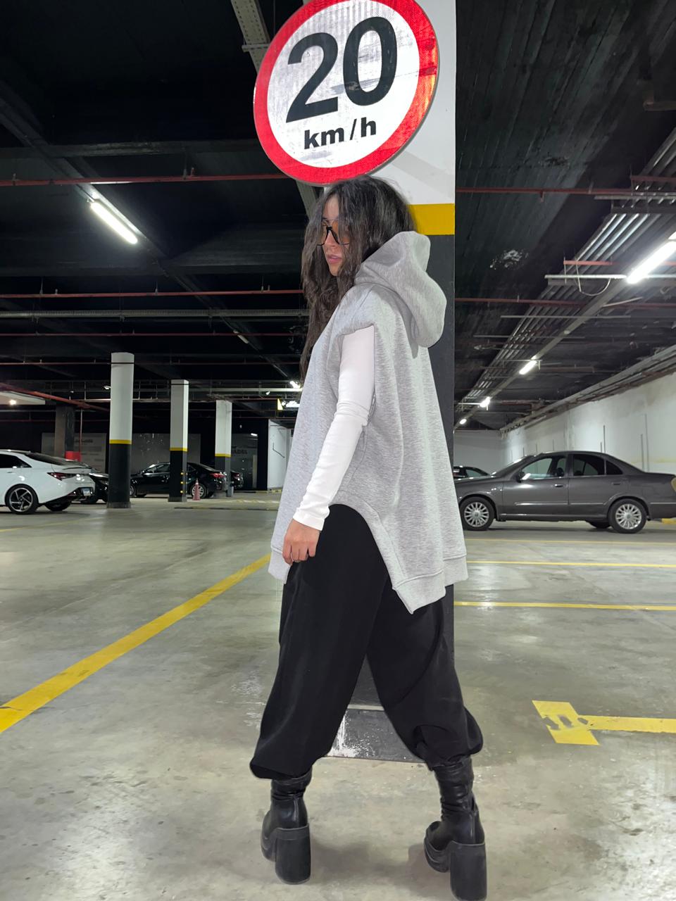 Sleeveless Edgy Sweatshirt